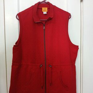 RUBY RD QUILTED RED VEST WOMENS